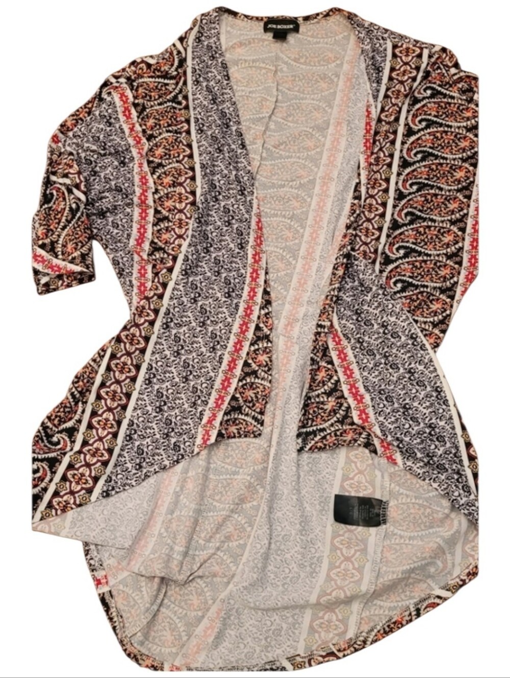 🥳4/$19🥳 Joe Boxer Black & White Paisley Open Cardigan